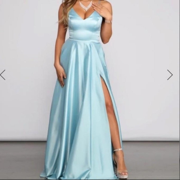 Windsor Dresses & Skirts - ​💎 Cinderella Moment! Light Blue Satin Ball Gown Prom Dress - With POCKETS  L